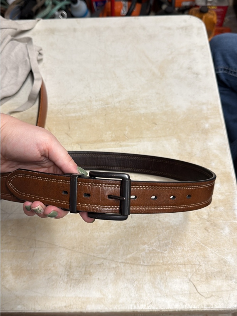 Columbia Brown Leather Belt with Matte Black Buckle